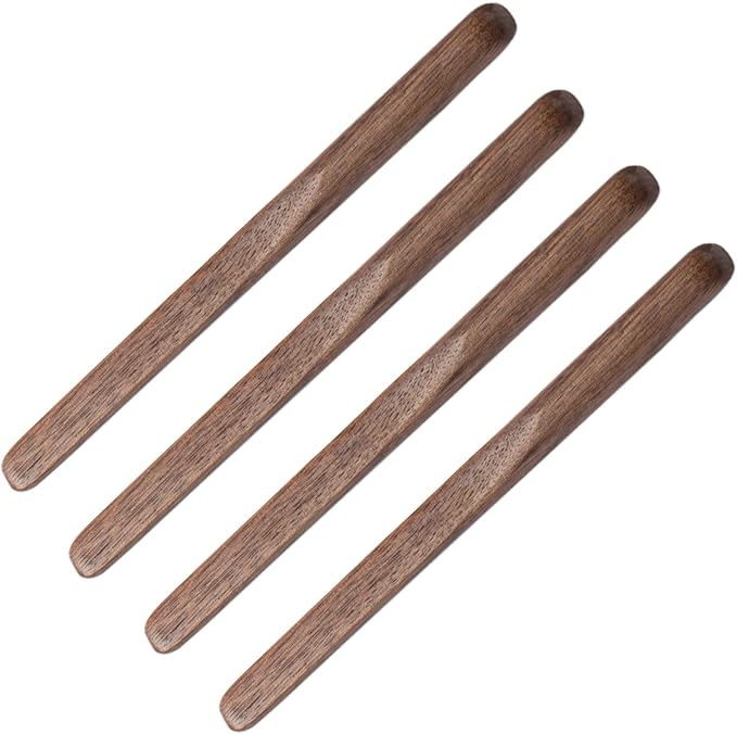 Black Walnut Wood 4Pcs Coffee Stirrers 6″ Reusable & Multifunctional for Coffee, Drinks, Tea, Milk, Oatmeal, Crafts and Oil, butter spreader Great for jam, jelly, peanut butter etc.