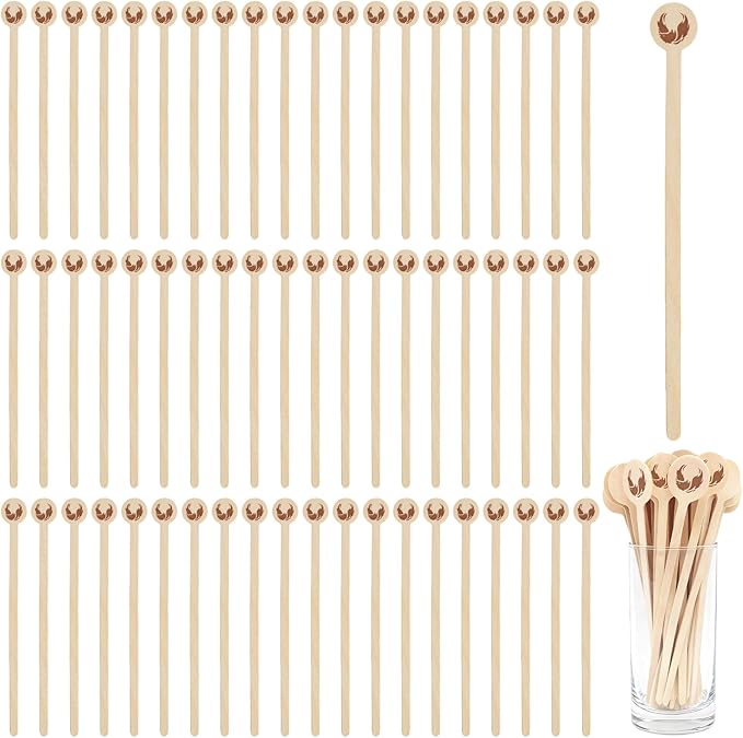 200Pcs Coffee Stirrers- 7.1 Inch Coffee Stir Sticks, Natural Wooden Coffee Stirrers With Round Ends, Disposable Biodegradable Cafe Grade Wood Beverage Mixer for Coffee Cocktails Milk Tea