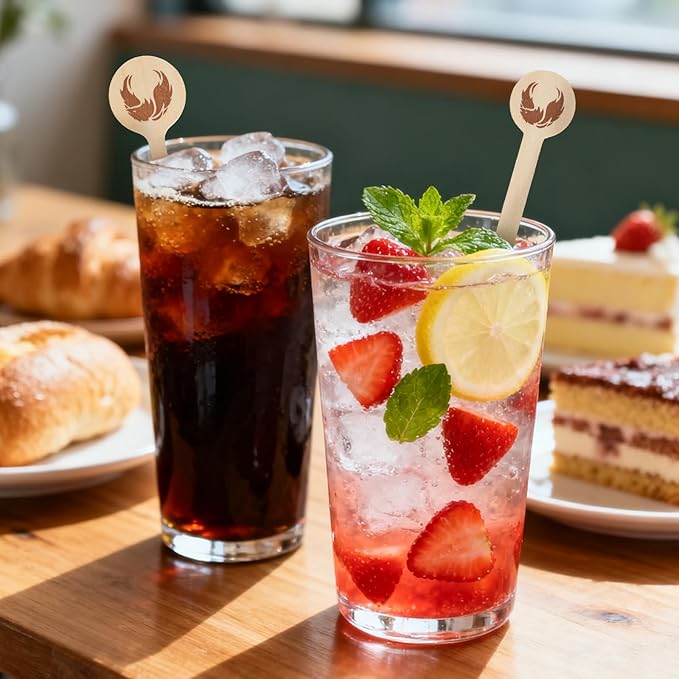 100Pcs Coffee Stirrers- 5.9 Inch Coffee Stir Sticks, Natural Wooden Coffee Stirrers With Round Ends, Disposable Biodegradable Cafe Grade Wood Beverage Mixer for Coffee Cocktails Milk Tea