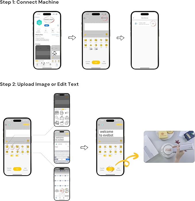 EVEBOT Handheld Food PrintPen, Portable Mini Coffee Latte Art Printer, Dessert Decorator for Cake Macarons, Cookies - Bluetooth 4.2, 1PCS Matcha Color