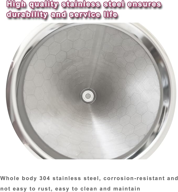 Pour Over Coffee Dripper,Stainless Steel Coffee Filter, Pour Over Maker Double Micro Mesh, Reusable Coffee Strainer (Silver)
