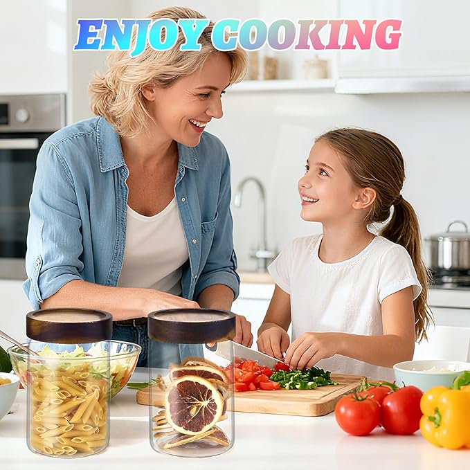 Glass Spice Jar Coffee Sugar Container Airtight Glass Jar Food Storage Canisters Bottle for Kitchen Seasoning Tea Herb Overnight Oats Bar Parfait Snacks (900ml/30oz-2 Pcs)