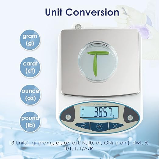 CGOLDENWALL High Precision Lab Digital Scale Analytical Electronic Balance Laboratory Lab Precision Scale Jewelry Scales Kitchen Precision Weighing Electronic Scales 0.01g Calibrated (5000g, 0.01g)