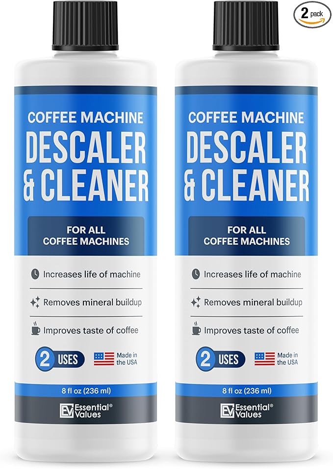 Essential Values Descaling Solution for Delonghi Keurig Breville Nespresso (4 Uses) - Coffee Machine Descaler Cleaner - Liquid To Descale Automatic Coffee Makers & Espresso Machines
