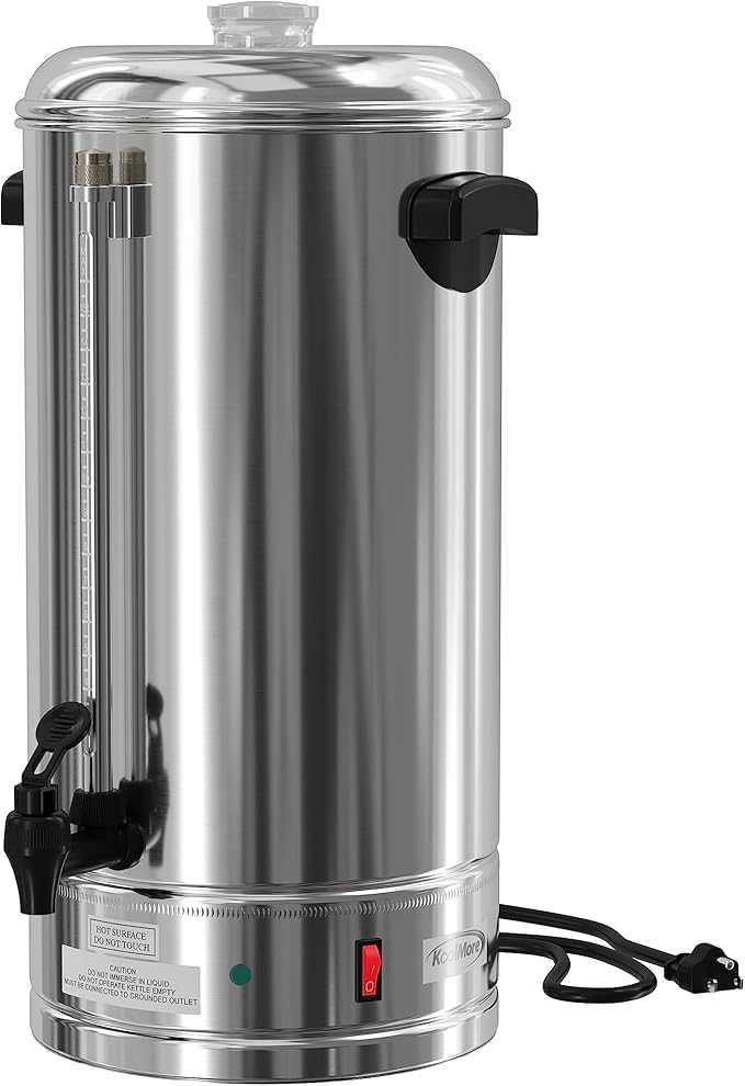 KoolMore Electric Percolator Coffee Maker, 100-Cup 500 oz. Pot in Stainless Steel with Double Wall Insulation for Office Breakrooms, Catering, and Events, and Dripless Faucet (KM-CCP100)