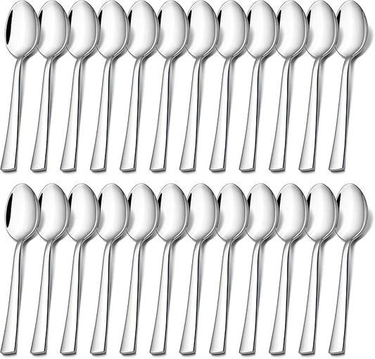 TeamFar Teaspoon Set of 24, 6.7 Inch Stainless Steel Mini Tea Spoons, Small Spoon Silverware for Coffee Tea Soup Dessert, Non-Toxic & Heavy Duty, Mirror Polished & Dishwasher Safe