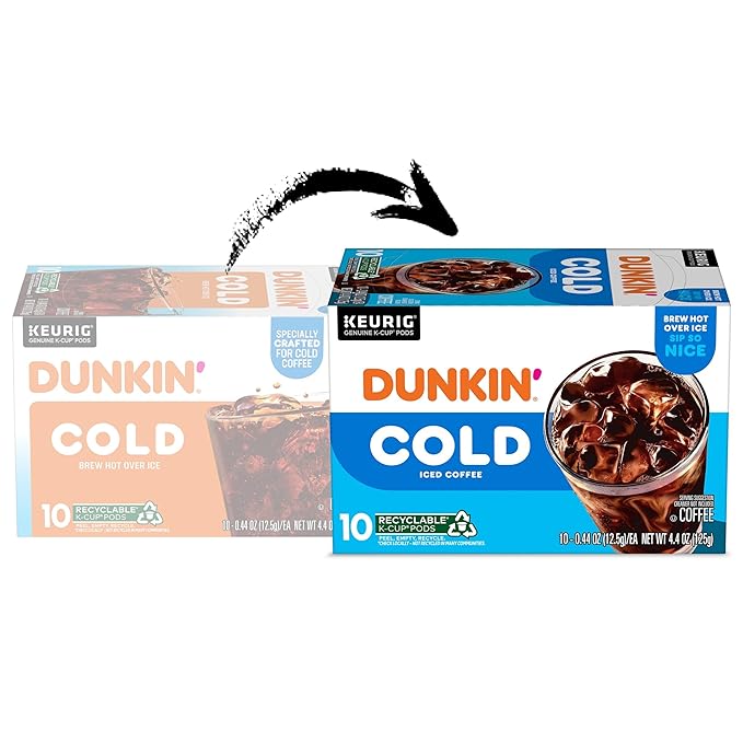 Dunkin’ Cold Iced Coffee, Keurig K-Cup Pods, 10 Count Box