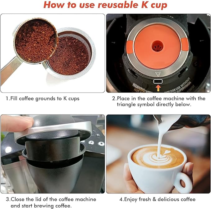 Reusable K Cups For Keurig Reusable Coffee Pods Compatible with 1.0 and 2.0 Keurig Single Cup Coffee Maker Stainless Steel K Cup,Non-BPA(1 pack)
