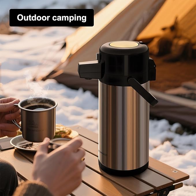 Airpot Coffee Carafe for Keeping Hot,102oz/3L Coffee Dispenser Thermal with Pump,Insulated Stainless Steel Hot Beverage Dispenser for Parties,Thermal Carafe for Hot Drinks Water Tea Chocolate