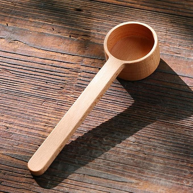 Coffee Scoop, Coffee Spoons,CISHNOU Korean Style Beech Wooden Coffee Ground Spoon, Measuring for Ground Beans or tea, Soup Cooking Mixing Stirrer Kitchen Tools Utensils, 1 Wooden Tea Scoop