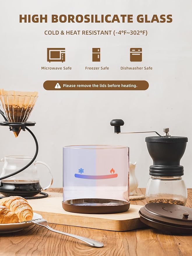 Coffee Canister, 2000ml Borosilicate Glass Airtight Coffee Containers for Ground Coffee with CO2-Release Valve - Large, 24 oz