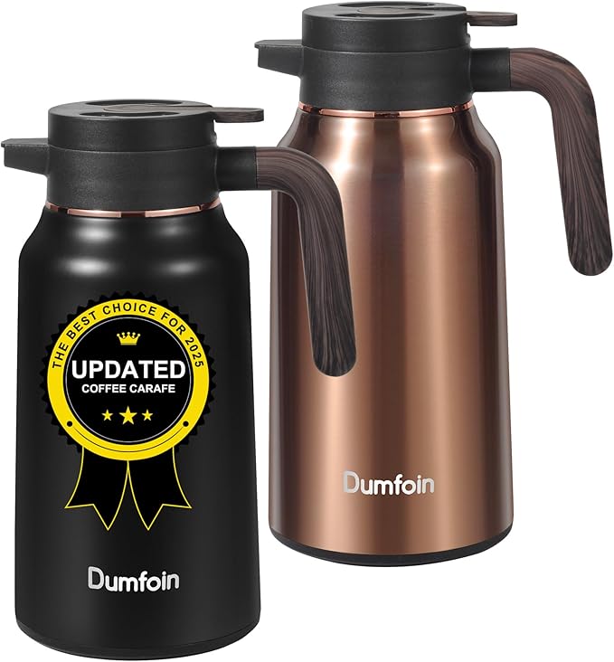 Premium Thermal Coffee Carafe, Stainless Steel, Double Wall Insulated, Hot and Cold Beverage Server
