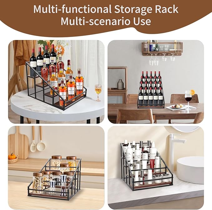 Coffee Syrup Organizer Rack, 4-Tier 16 Syrup Bottles Holder Stand for Freestanding Shelves for Coffee Bar Station,Kitchen, Syrup Wine Dressing Cocktail