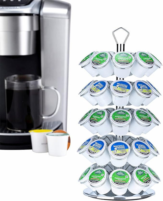 K cup Holder Storage Coffee Capsules Pod Holder Carousel 5 Tier Compatible with 45 K-Cup Pods