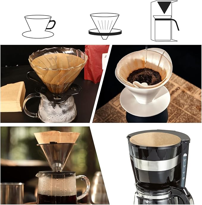 200 Count Cone Coffee Filters Size 02, Coffee Filters 2 Cone Paper, Pour Over Filters Compatible with V60 Dripper and Drip Coffee Maker, Unbleached Natural Brown