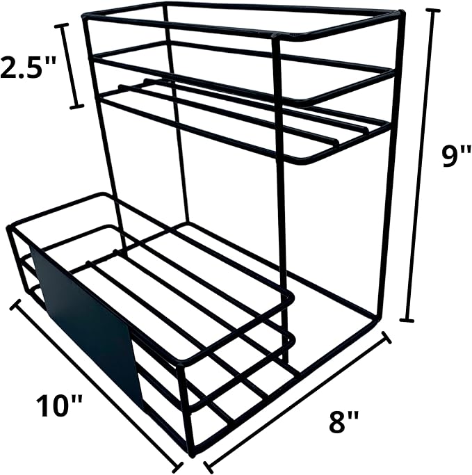 Liquor Organizer Coffee Syrup Rack - Premium Wine Bottle Rack, bar Organizer Shelf Holder Syrup Stand Display for dressings, and Cocktail Mixers - 6 Bottle Capacity (Black)