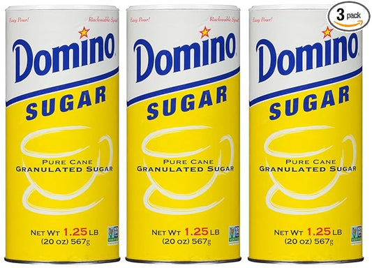 Domino® Granulated Sugar, 20 oz Canister, Sugar Container (Pack of 3)