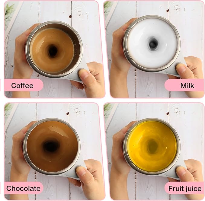 Automatic Magnetic Stirring Coffee Mug, Rotating Home Office Travel Mixing Cup，Funny Electric Stainless Steel Self Mixing Coffee Tumbler, Suitable for Coffee, Milk, Cocoa and Other Beverages