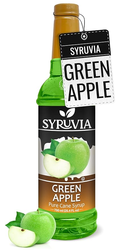 Syruvia Green Apple Syrup, Flavored Syrup for Drinks, Cocktails, Lemonades, Iced Teas, and Desserts – 25.4 fl oz