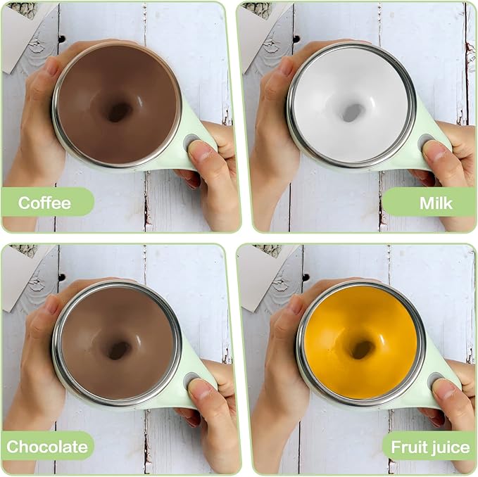 Automatic Magnetic Stirring Coffee Mug, Rotating Home Office Travel Mixing Cup，Funny Electric Stainless Steel Self Mixing Coffee Tumbler, Suitable for Coffee, Milk, Cocoa and Other Beverages……