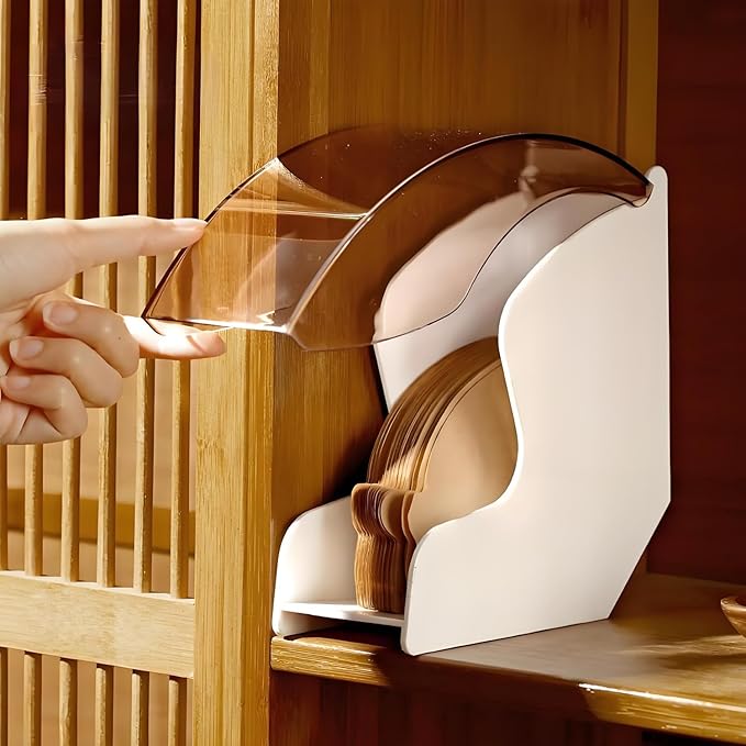 Coffees Filters Holder, Coffee Filter Storage Container with Dustproof Cover Filter Paper Storage Box Perfect for V60 Coffee Filters for Coffee Shop, Home, Office. (White)