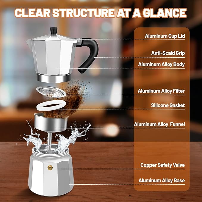 14 Cup Aluminum Espresso Stovetop Moka Pot Express Coffee Maker Percolator Italian Classic Mocha Coffee Machine for Italian and Cuban Cafe Brewing for Home & Camping 700ml 23oz