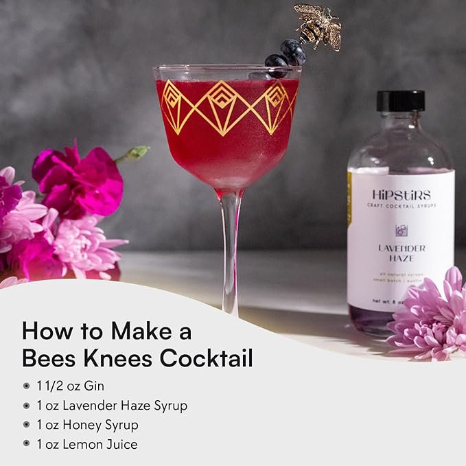 HipStirs Lavender Haze Syrup - Real Ingredients are in our Luxurious Lavender Syrup for Drinks - Using Natural Flavoring to keep your Cocktails Non-GMO, Gluten Free & Vegan (8 oz)