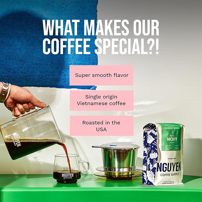 Nguyen Coffee Supply - Moxy Arabica: Medium Roast Premium Ground Coffee Beans, Vietnamese Single Origin, Direct Trade, Roasted in Brooklyn [12 oz Bag]