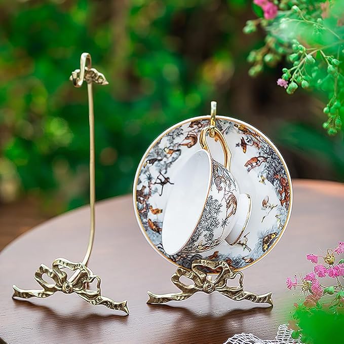 1 Mug Hooks, Brass Material, Classic Durability, countertop Teacup Display Stand, Vintage Coffee Mug Storage Stand, for Restaurants, cafes and Kitchens, Home Decor, Home Storage。 (Large)