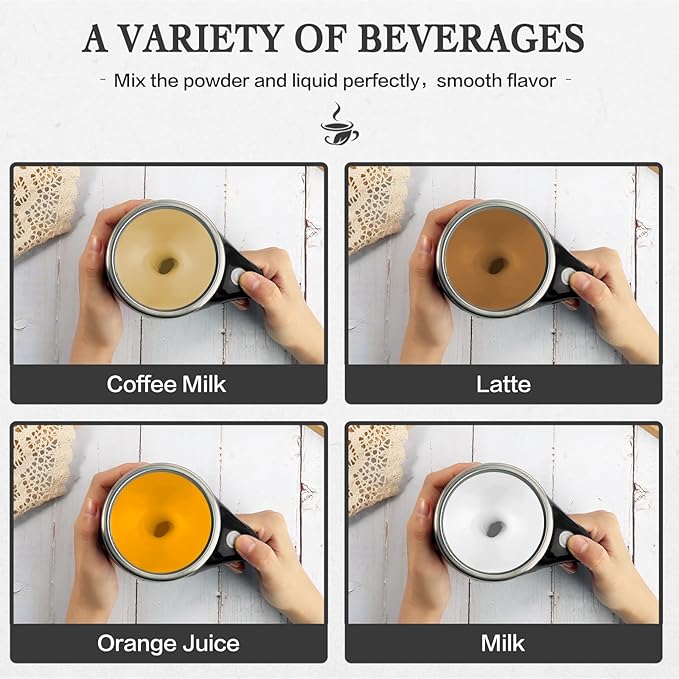 Self Stirring Mug,Rechargeable automatic magnetic Self stirring coffee mug,Rotating Home Office Travel Mixing Cup,To Stir Coffee, Chocolate, Milk, Protein,Cocoa Etc, Great For Office, School, Gym…