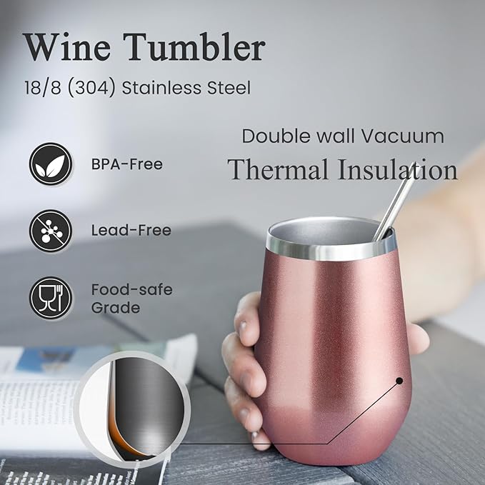 MEWAY 12oz Stainless Steel Wine Tumbler with Lid - Double Wall Vacuum Insulated Swig cups for Hot and Cold Drinks, Ideal for Coffee, Wine, Beer, gifts for Women under 10 dollars(Mix,Set of 12)