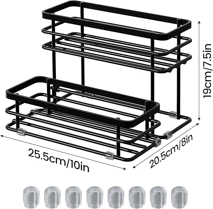 Coffee Syrup Rack Organizer, Syrup Bottle Holder Stand for Coffee Bar, 2-Tier 6 Bottles Storage Shelves for Syrup, Wine, Dressing for Kitchen Countertop (6 Bottles Black)