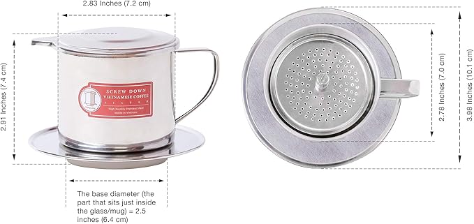 Vietnamese Coffee Filter Maker Press. Screw Down Phin Made in Vietnam. Authentic (2, Medium (8 oz)).