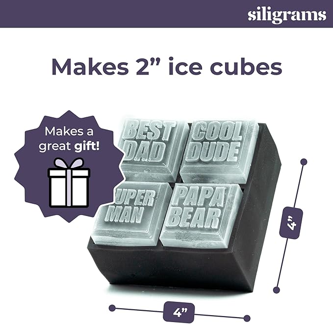 SILIGRAMS Best Dad Ice Cube Mold – 2” Custom Whiskey Ice Tray for Cocktails – Personalized Silicone Ice Cube Mold – Monogram Bartender Gift – Reusable Designer Ice Tray for Men