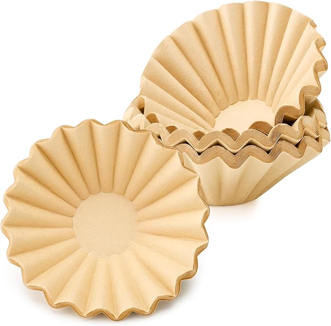 Segarty 1-2 Cup Natural Unbleached Paper Coffee Filters Disposable, 100pcs 6.1in Basket Paper Filter Pour Over Maker Basket Dripper for Office Cafeteria, Coffee Bar Accessory for Commercial Household