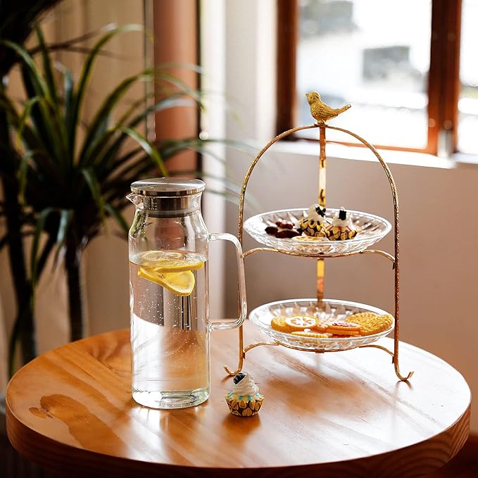 BOTTLE BOTTLE Glass Pitcher with Lid and Handle 50 oz/1500ml Water Pitcher for Ice Tea and Homemade Juice Heat Resistant Borosilicate Glass Carafe for Hot/Cold Water