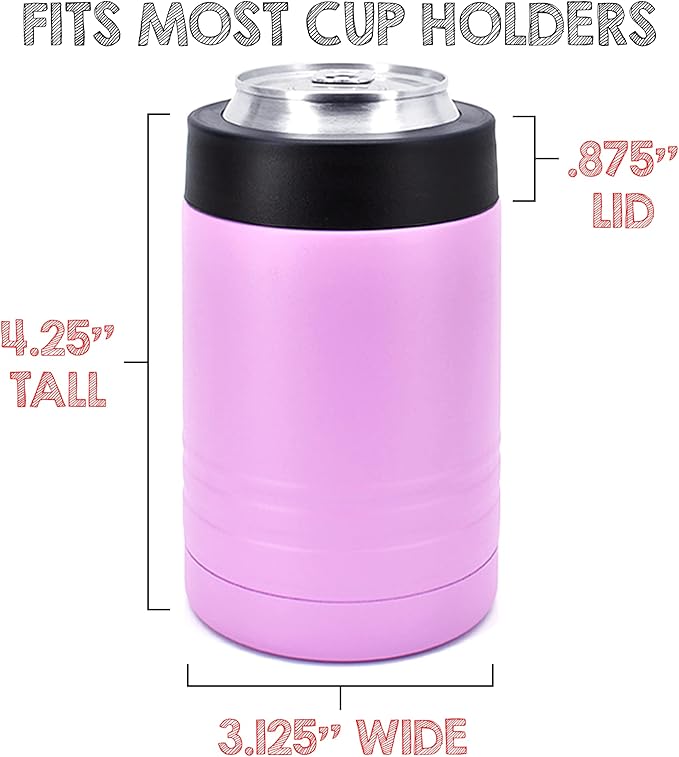 Clear Water Home Goods - 12 oz Stainless Steel Double Wall Vacuum Insulated Can or Bottle Beverage Cooler - Powder Coated Light Purple - 6 Pack