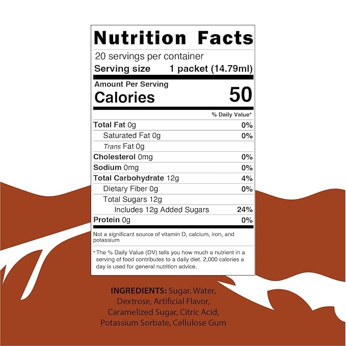 58Peaks Caramel Flavored Syrup Sweetener Packets for Hot and Cold Drinks | To-Go Syrup Flavoring Perfect for Coffee, Tea, Milkshake and More | Flavored Coffee Syrups for Travel | 15mL | 20-Pack