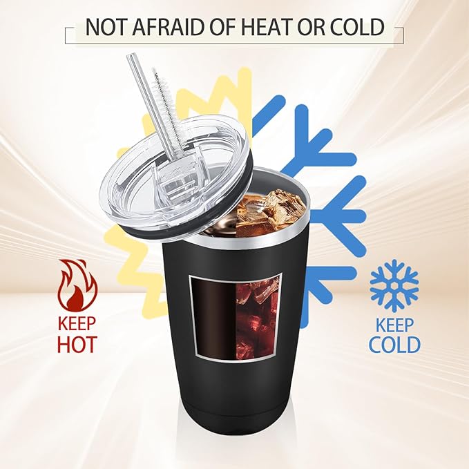 YOUKE OLA 16 Pack Stainless Steel Tumbler Bulk Insulated Vacuum Travel Mug Powder Coated Coffee Mug Gift for Laser Engrave, 20oz Black