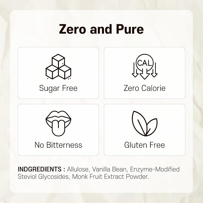 MONKSHUSHU Premium Vanilla Bean Allulose Syrup 18.7 Fl Oz - Natural Vanilla Flake inside, Keto Diet, Vegan, Diabetes-Safe, Zero Calorie Sugar Substitute, Gluten Free, 0g Net Carbs