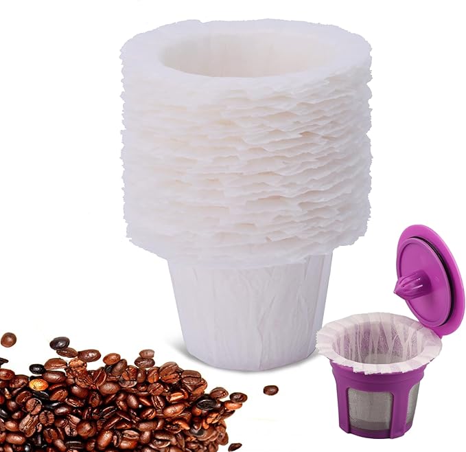 100 Count Disposable Coffee Paper Filters Compatible with Keurig Single Serve 1.0 and 2.0, Fits All Brands Reusable K Cup Filters