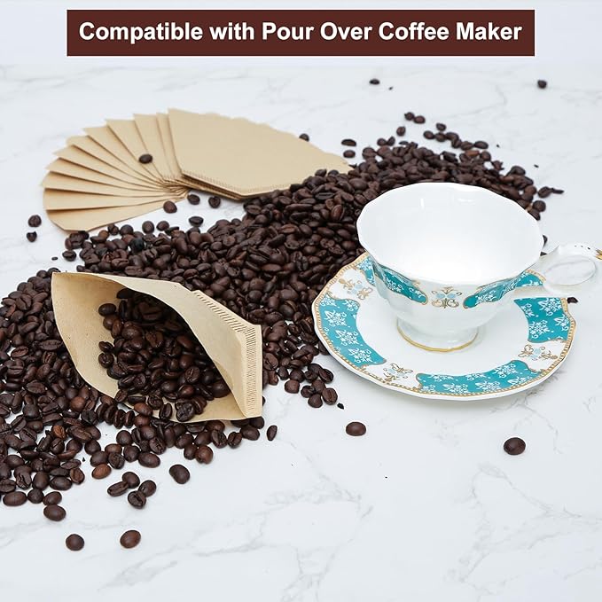 Coffee Filters 4 Cone Paper, 100 Count Unbleached-Disposable Pour Over Coffee Filter for Drip Coffee Maker, Coffee Paper Filters 8-12 Cup, Cone Coffee Filters 04