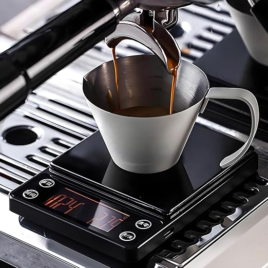Espresso Scale with Timer 3kg/0.1g Accuracy Coffee Bean Scale Digital Pour Over Coffee Scale Portable Rechargeable Auto Tare and Smart Water Flow Suitable for Coffee Lovers and Baristas (Black)