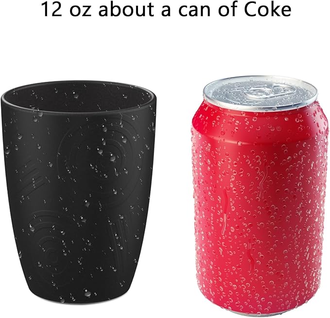 Homienly Wheat Straw Stackable Water Tumblers 6 PCS Cups Alternative to Plastic Cups Unbreakable Drinking Cup Reusable Dishwasher Safe Water Glasses Dishwasher and Microwave Safe(12 OZ Grey Stone)