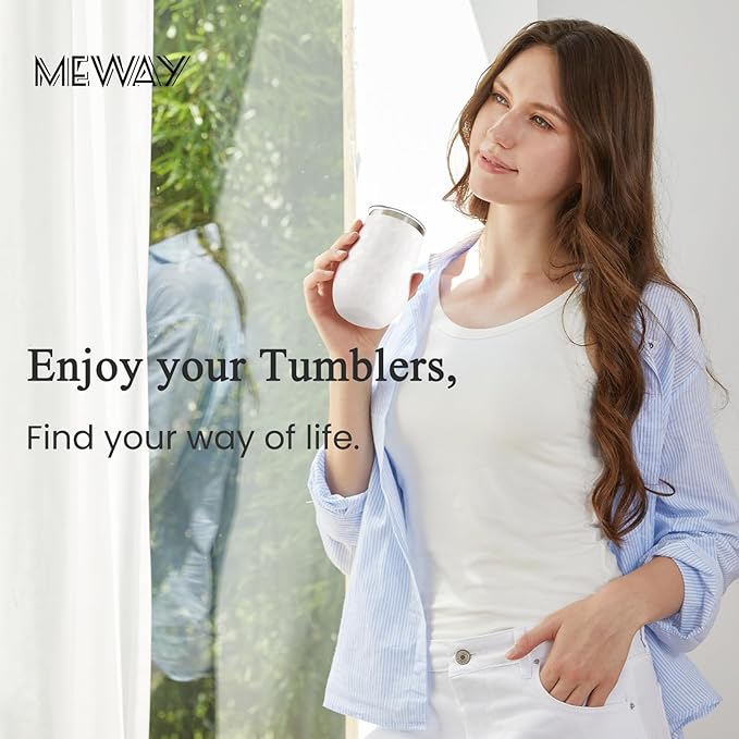 MEWAY 12oz Insulated Wine Tumbler Bulk, Double Wall Vacuum Stainless Steel Travel Tumbler with Straw,8 pack of wine tumbler glasses(Almond Leopard,Set of 8)