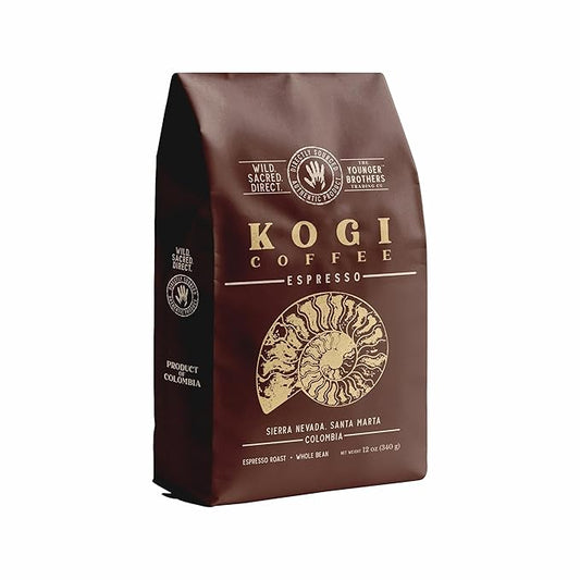 The Younger Brothers Trading Co. Kogi Coffee | Indigenous Wild Grown Whole Bean | Ethically Sourced Single Origin Colombian Coffee | Kogi Espresso Roast | (12oz Bag)