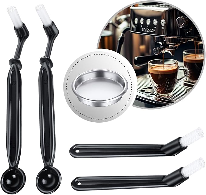 Espresso Coffee Cleaning Brush Set, 4 Pieces Coffee Grinder Machine Cleaner Brush Kit and 58mm Backflush Disc for Group Head
