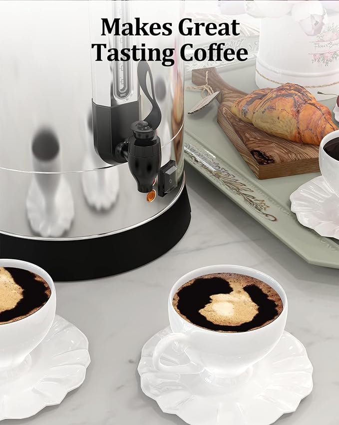 Coffee Urn 100 Cups, Stainless Steer Thermos for Hot Beverage,Hot Water Urn,Commercial Grade Hot Coffee Dispenser with Coffee Percolator, Silver