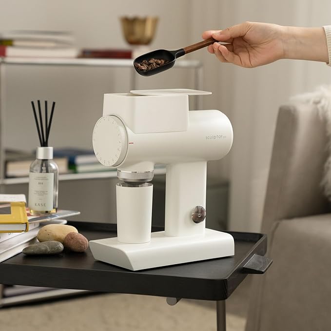 TIMEMORE Sculptor 064S Flat Burr Coffee Bean Grinder, Electric Espresso Grinder with Stepless Coarseness Adjustment, Suitable for Pour over, French Press, Cold Brew - White