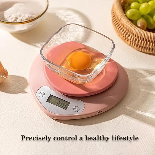 High Accuracy Digital Food Scale with Tare Function – Ideal for Kitchen, Coffee, Baking, and Food Prep – Measures in Grams and Ounces with Easy Unit Conversion (PinkHeart, 3kg)